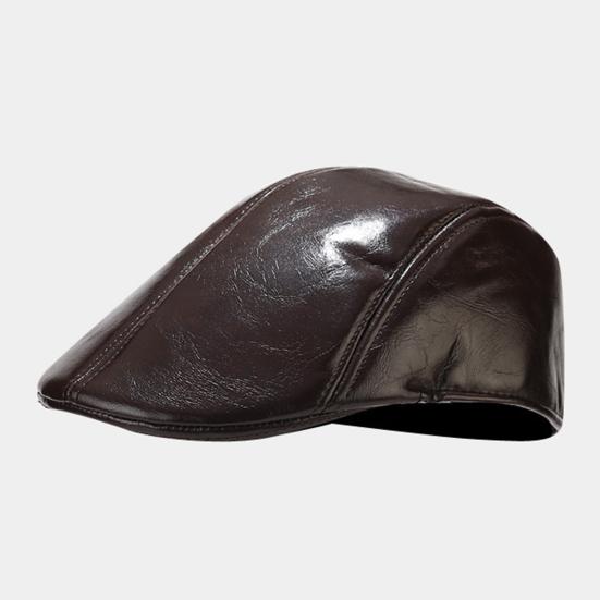 Мужская шляпа в винтажном стиле, однотонная, гладкая, из искусственной кожи, современная шляпа, берет для мужчин среднего возраста, для холодной погоды, для походов, путешествий, английская кепка для газетчика