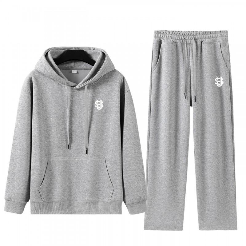 2025 Winter Hooded Tracksuit US Letter Print Streetwear Cotton Blend Sweatshirt Set Men Women