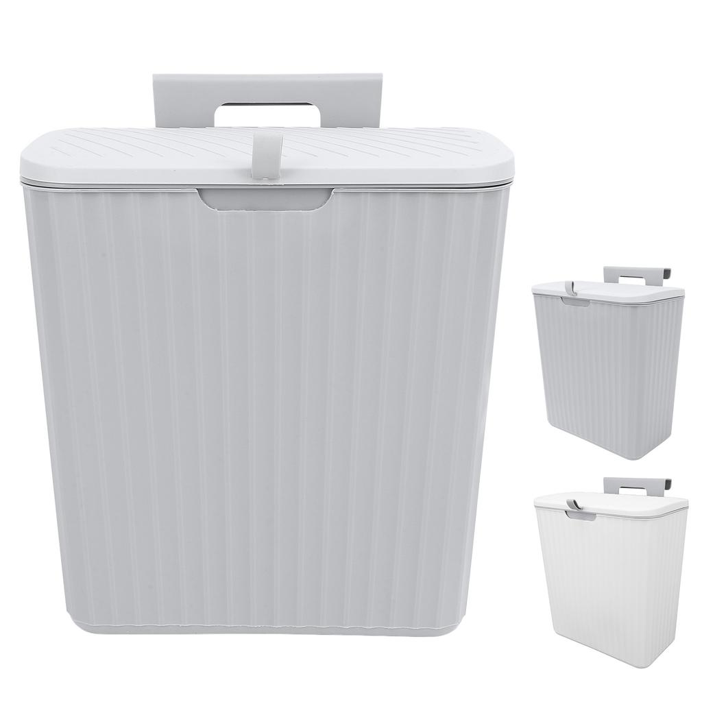 9L Kitchen Trash Can Wall Mounted with Lid Hanging Cabinet Door Trash Can for Kitchen Bathroom