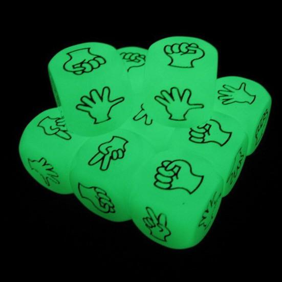 2CM Finger Guessing Dice Funny Portable 6 Sides Glow In The Dark Solid Acrylic Pocket-sized Rock Paper Scissors Mini Dice Game Entertainment Toy