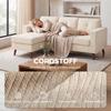 Corner Sofa 192 cm L-Shape 3-Seater Sofa with Reversible Chaise Longue, Corduroy Look, for Small Spaces, Cream White