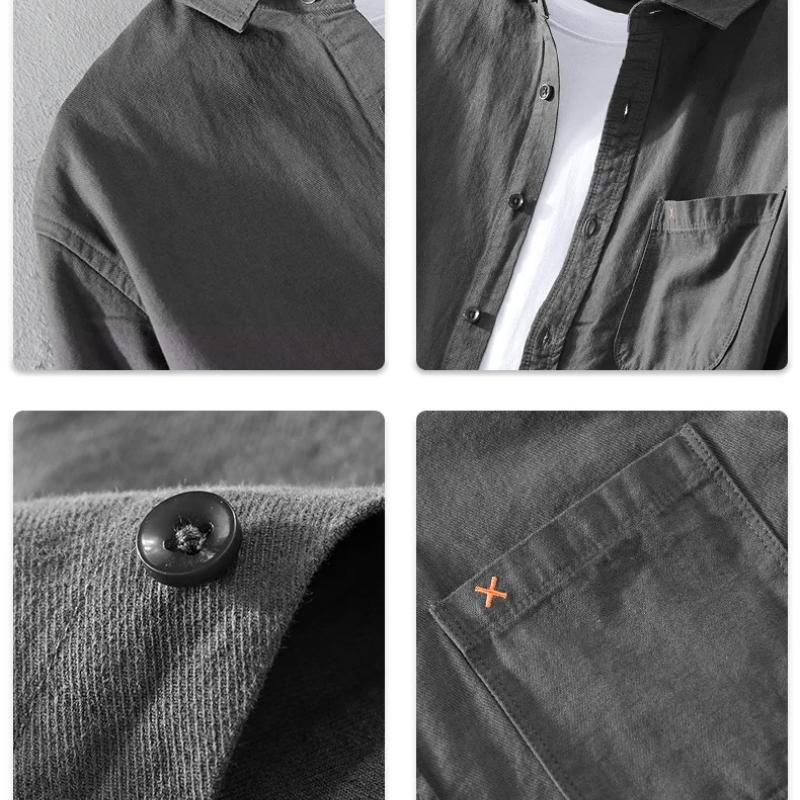 Мужская рубашка с длинным рукавом Simple Style 4XL, повседневные топы с воротником-лацканами из 100 хлопка, универсальная приталенная рубашка однотонного цвета