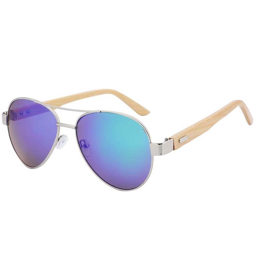 Mosaic Color Legs Big Frame Sunglasses Bamboo Wood Temple Classic Sunnies Unisex Adults
