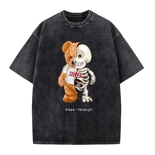 Illustration Graphics Vintage Washed T-Shirt Oversized Unisex Streetwear P1-53V