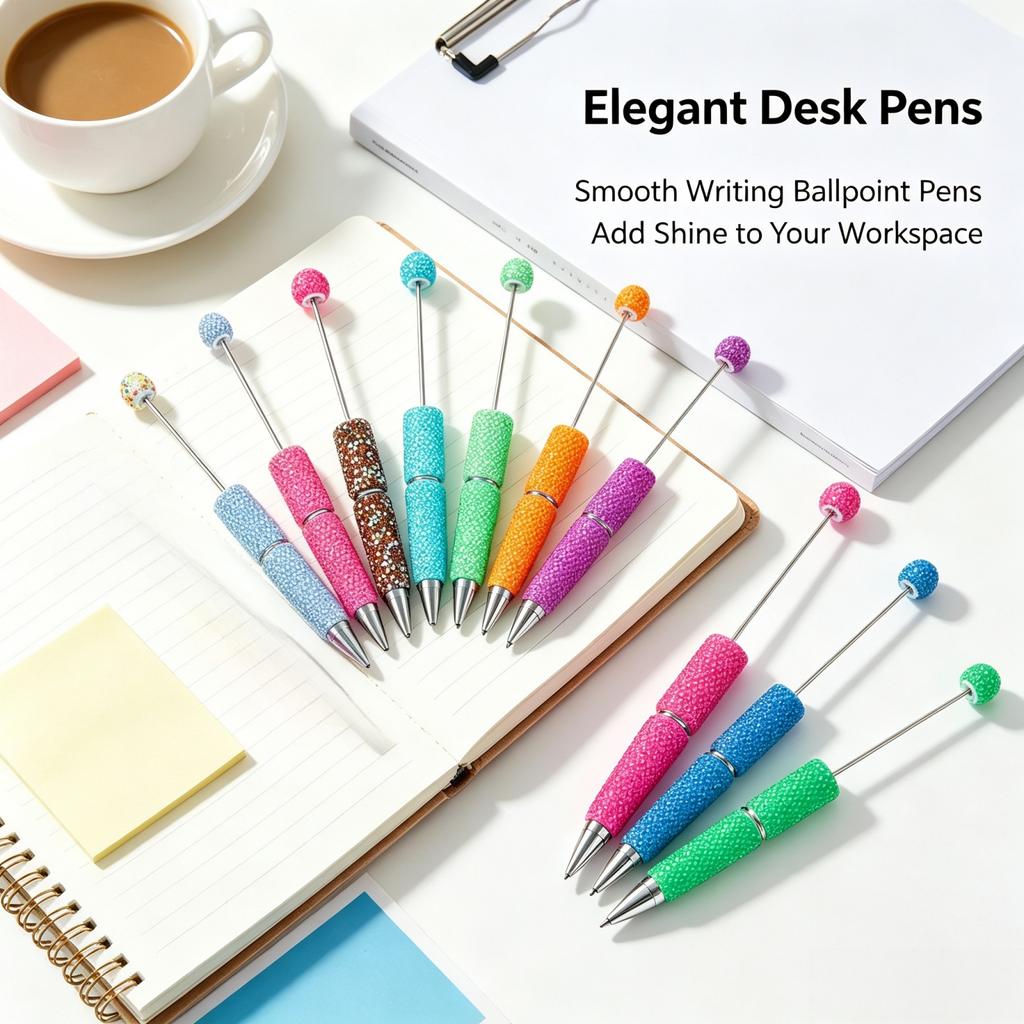 48Pcs Jelly Beadable Pen Kit 16 Fluorescent Pens with Refills Bags DIY Craft