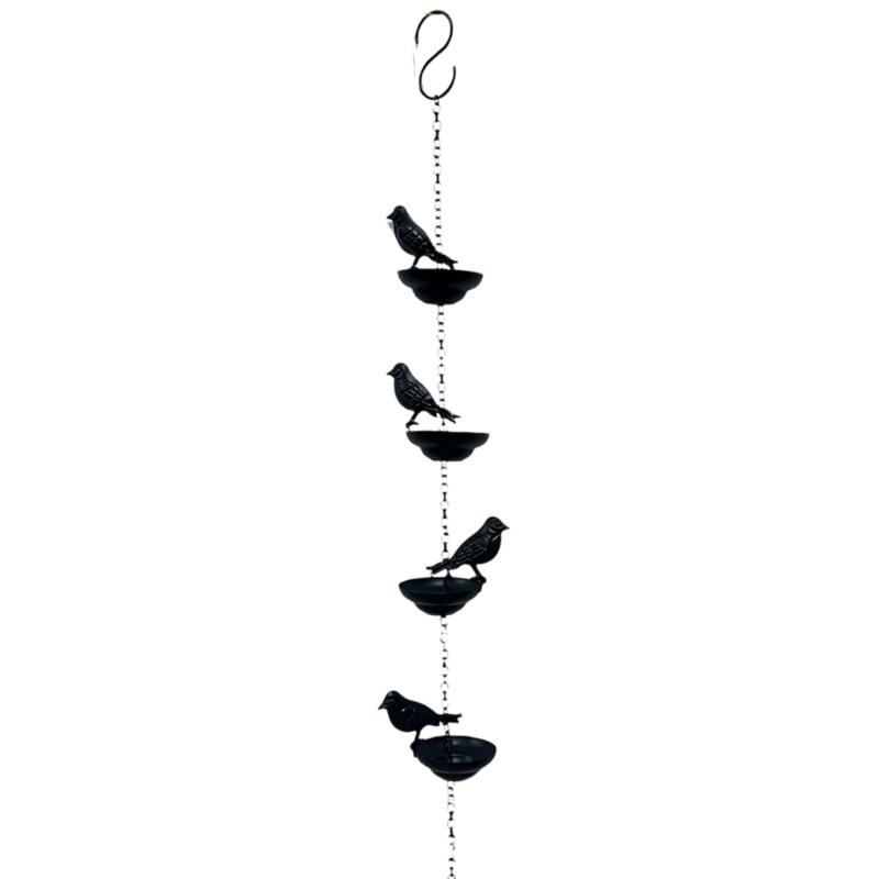 Garden Bird Rain Chain Metal Water Guide with Hook, Vertical Gutter Alternative for Porch Balcony Gazebo and Outdoor Home Use,