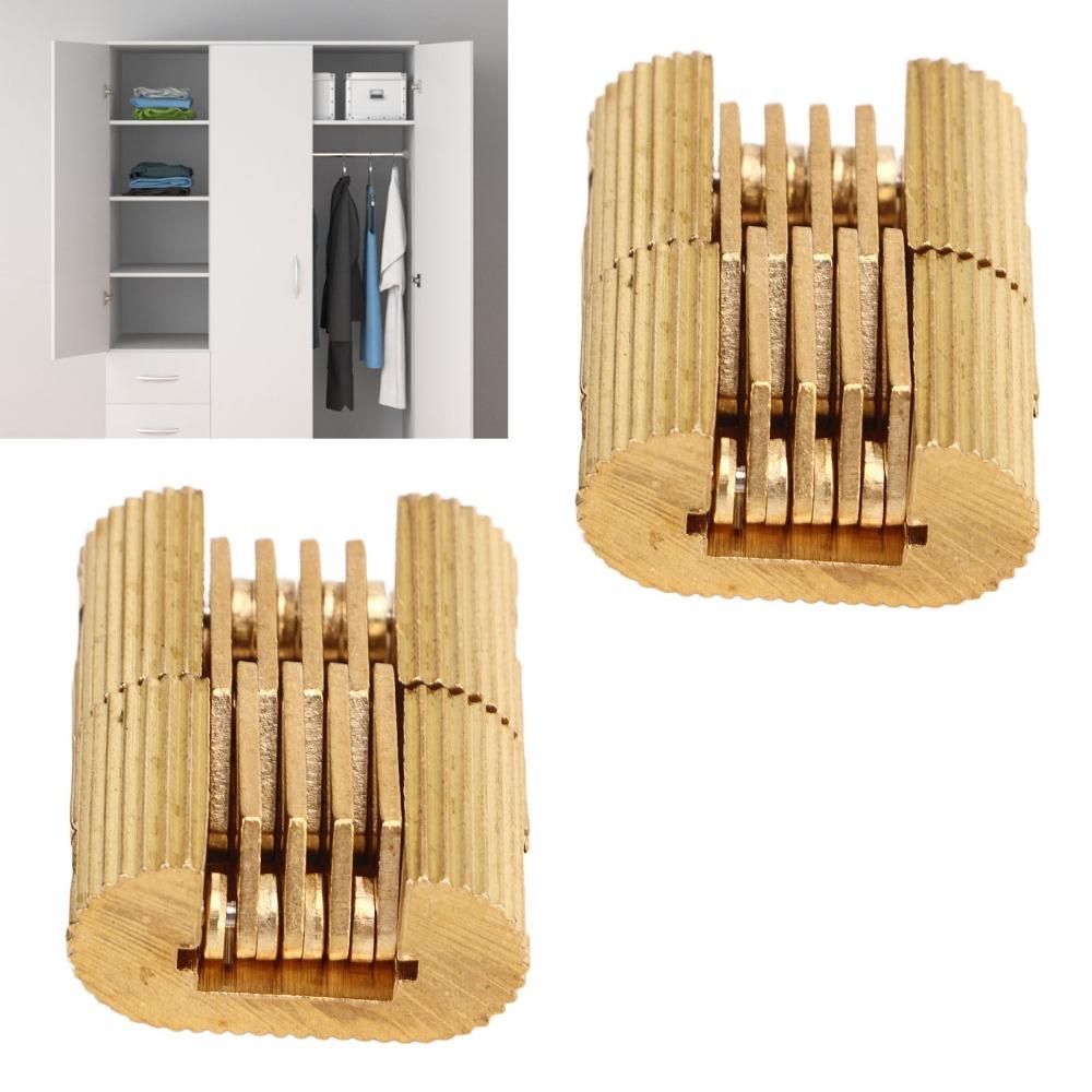 2PCS Gold Hidden Hinges Brass Cabinet Hinges Invisible Concealed Hinges Cabinet Door