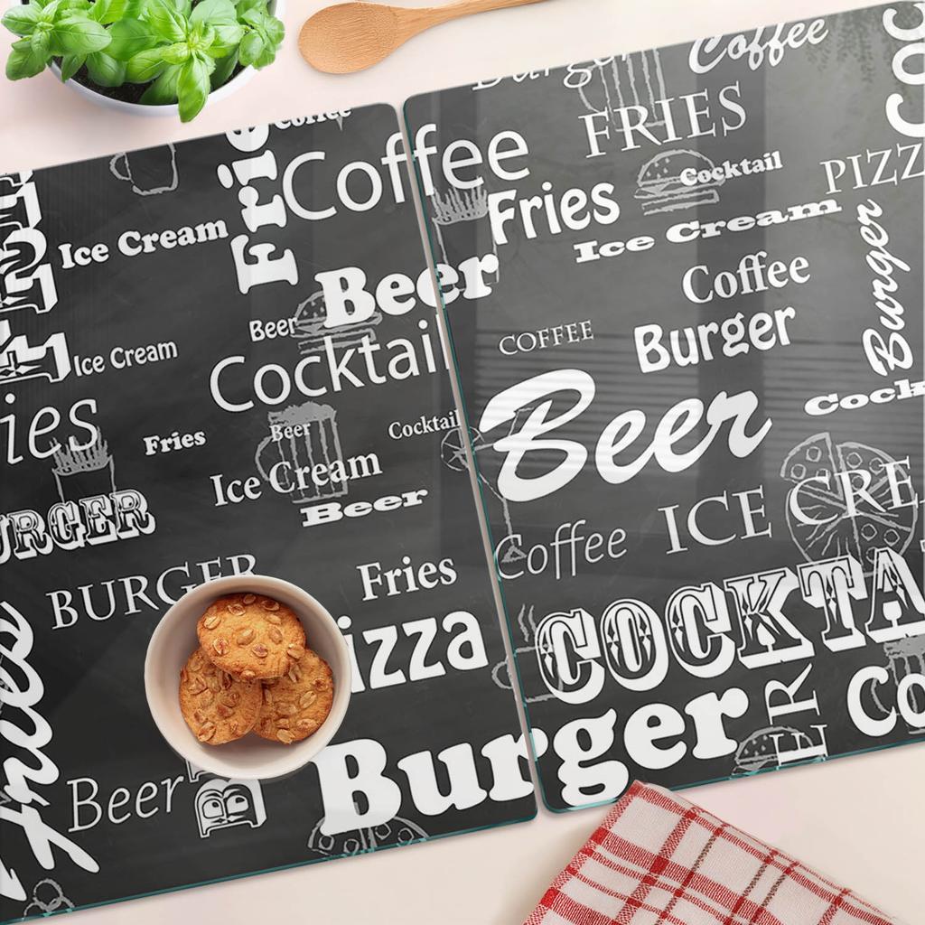 Deski Kuchenne Szklane Do Krojenia Z Grafiką Menu Restauracji 2X40X52 Cm