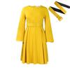 African Women's Long-Sleeve Belted Dress - Elegant Autumn/Winter 2023 Collection, Round Neck, Large Swing, European & American Style