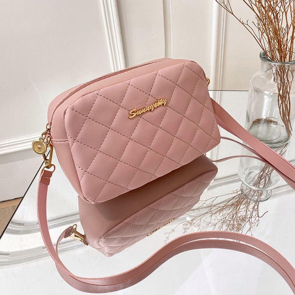 Small Lingge Embroidery Fashion Crossbody Women Messenger Bag PU Leather Shoulder Bag Handbags
