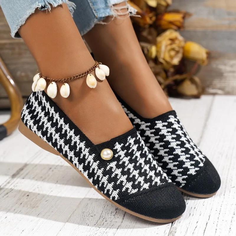2024 New Fashion Color Matching Women's Shoes Shallow Slip-on Comfortable Mesh Breathable Women's Shoes Zapatos De Mujer