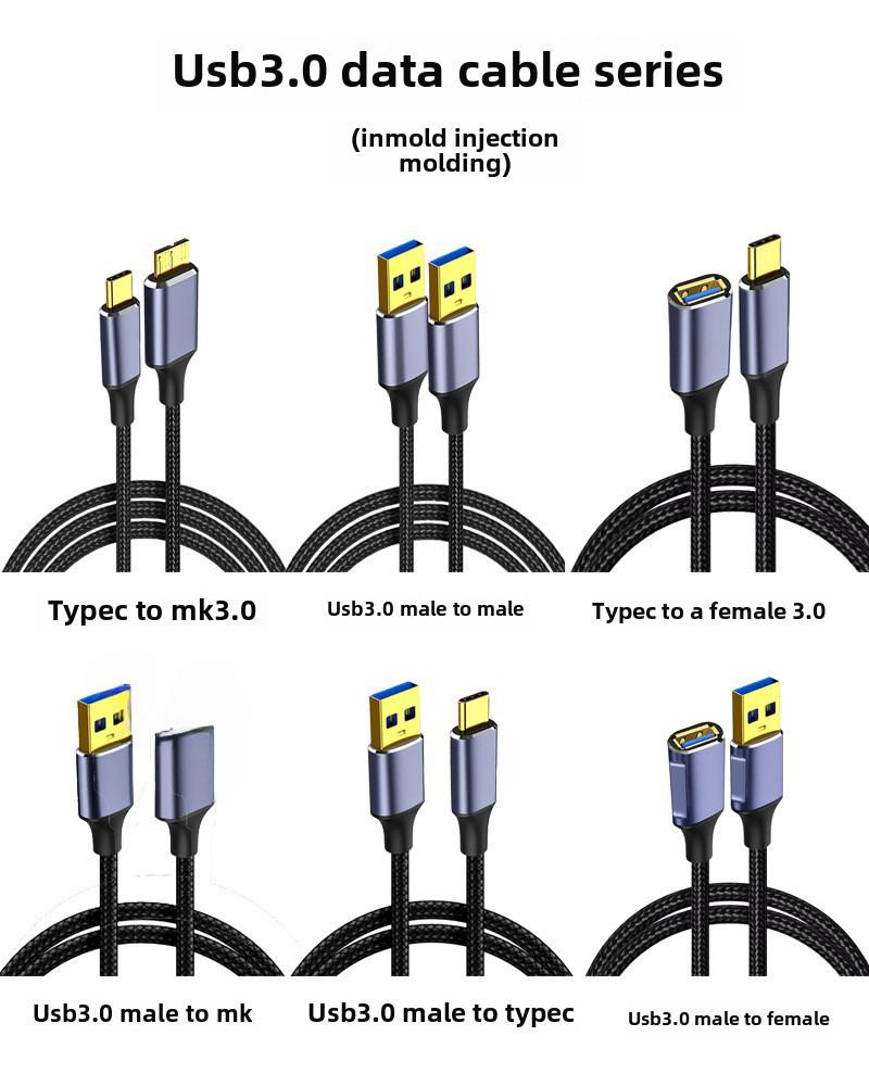Трансграничный плетеный кабель для передачи данных USB 3.0 — Micro-B для мобильных жестких дисков