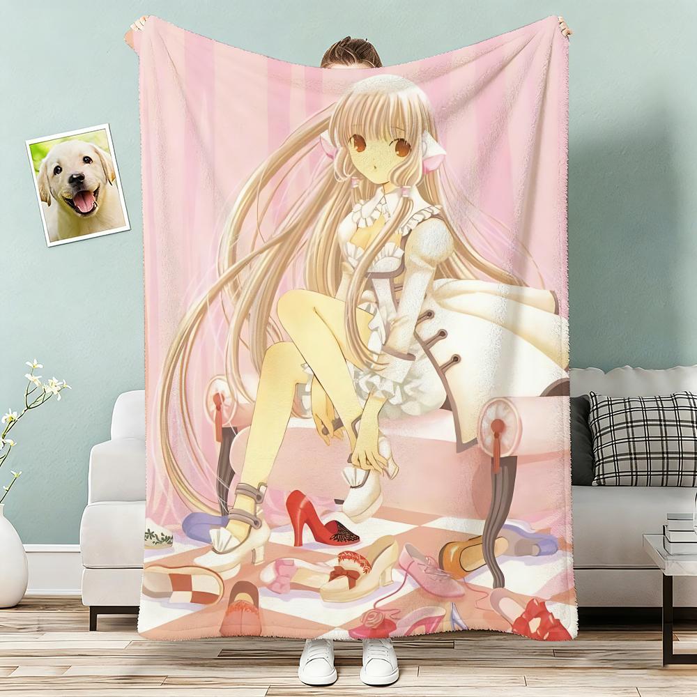Classic cute Anime Chobits Throw Lightweight g Flannel Blanket Soft Skinfriendly for Summer Cooling