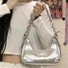 Silver Ladies Bag New Niche Portable Chain Baguette Underarm Bag High End All Match One Shoulder Messenger Bag