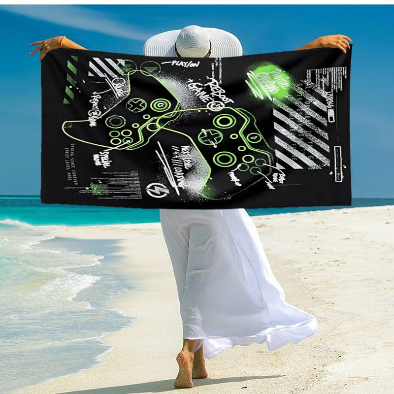 Ultra-Soft Beach Towel with Game Controller Theme,Ideal for Pool - Camping, Diving - Perfect Travel Essential, Vibrant Beach Towel.