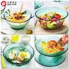 PIGE HOME High Borosilicate Glass Tableware Emerald Green Light Luxury Salad Bowl Dinner Plates Heat-resistant Glass Water Cups