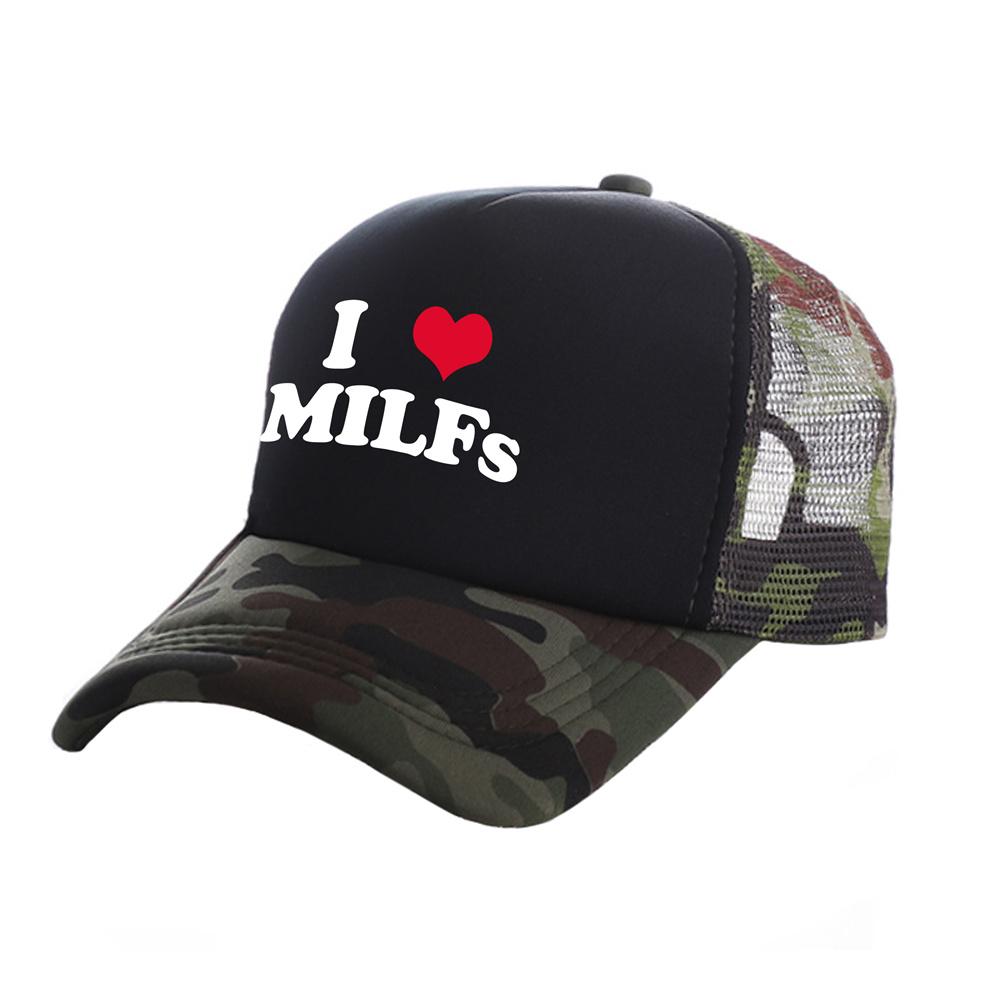 I Love MILFS Trucker Caps Unisex Funny Humor Hat Baseball Cap Cool Summer Unisex Mesh Net Caps MZ