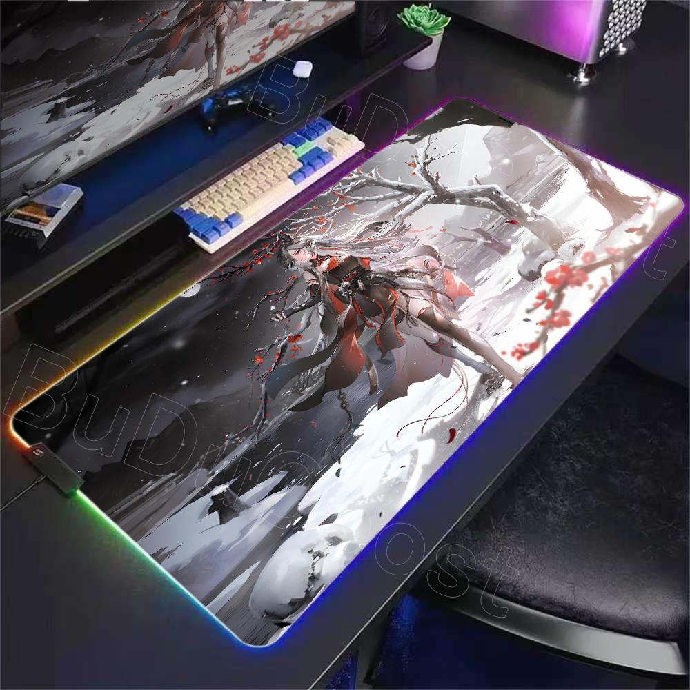 RGB LED Arknights Игровой Коврик для Мыши Большой Индивидуальный для Дома Новый Коврик для Мыши XXL Настольные Коврики Мягкая Натуральная Резина Коврик для Компьютерного Стола