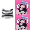 Новая японская уличная одежда Harajuku Beanie Little Devil полосатая вязаная шапка для женщин и девочек осень-зима милая шапка с кошачьими ушками