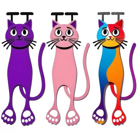 Cute Cat Bookmarks Acrylic Creative Page Marker Reading Companion Cat Bookmark Gift for Bookworms Students Teachers
