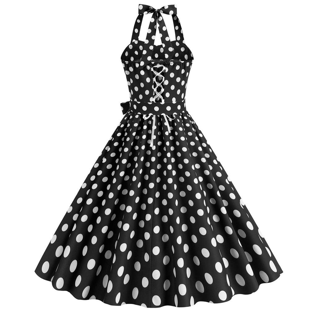 Женское модное сексуальное платье без рукавов с принтом в стиле ретро с большим качелями