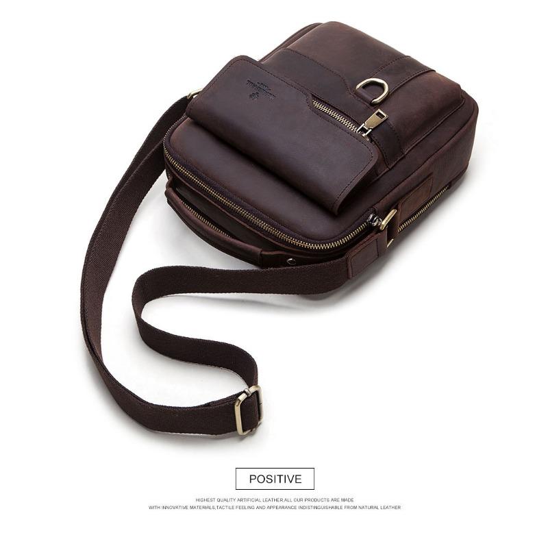 Crossbody Bag Men's Crazy Horse Leather Shoulder Bag Retro Men's Bag Multi-functional Bag
