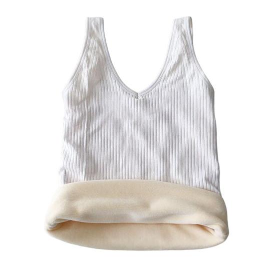 Зимний женский терможилет бесшовный толстый плюшевый быстро фиксирующийся на температуре V-образный вырез облегающий эластичный безрукавный внутренний костюм нижняя майка