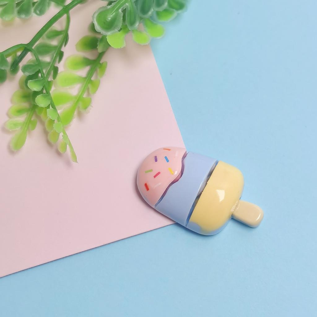 100Pcs Resin Ice Lolly Flatback Cabochon Realistic Chocolate Ice Cream Sweets No Hole Beads Popsicle Charms for Scrapbooking DIY