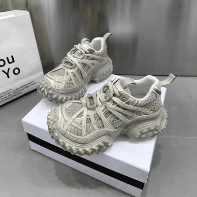 Женские кроссовки на толстой подошве, из сетчатого дышащего материала, с подошвой из дуриана, серебристые, для увеличения роста, новая повседневная спортивная обувь