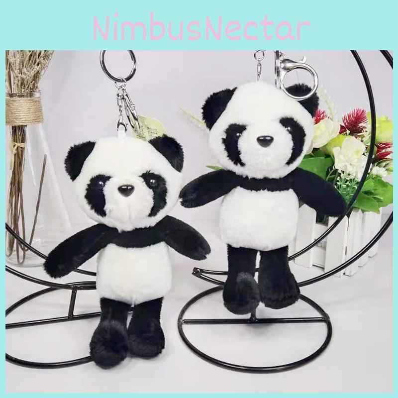 Cute Panda Plush Keychain Pendant Soft Short Velvet Cartoon Stuffed Animal