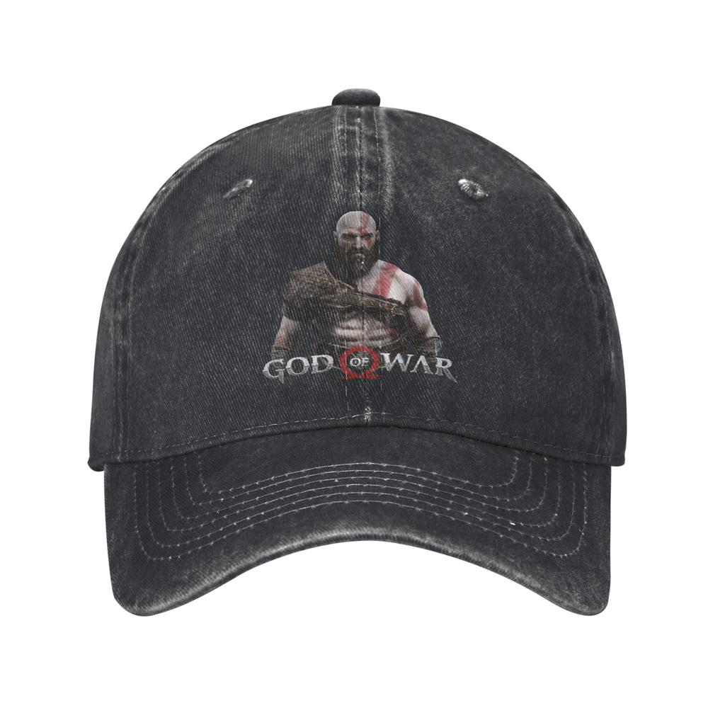 Vintage God of War Game Kratos and Son Baseball Cap for Unisex Women Distressed Denim Sun Cap All Seasons Travel Adjustable Hat Cap