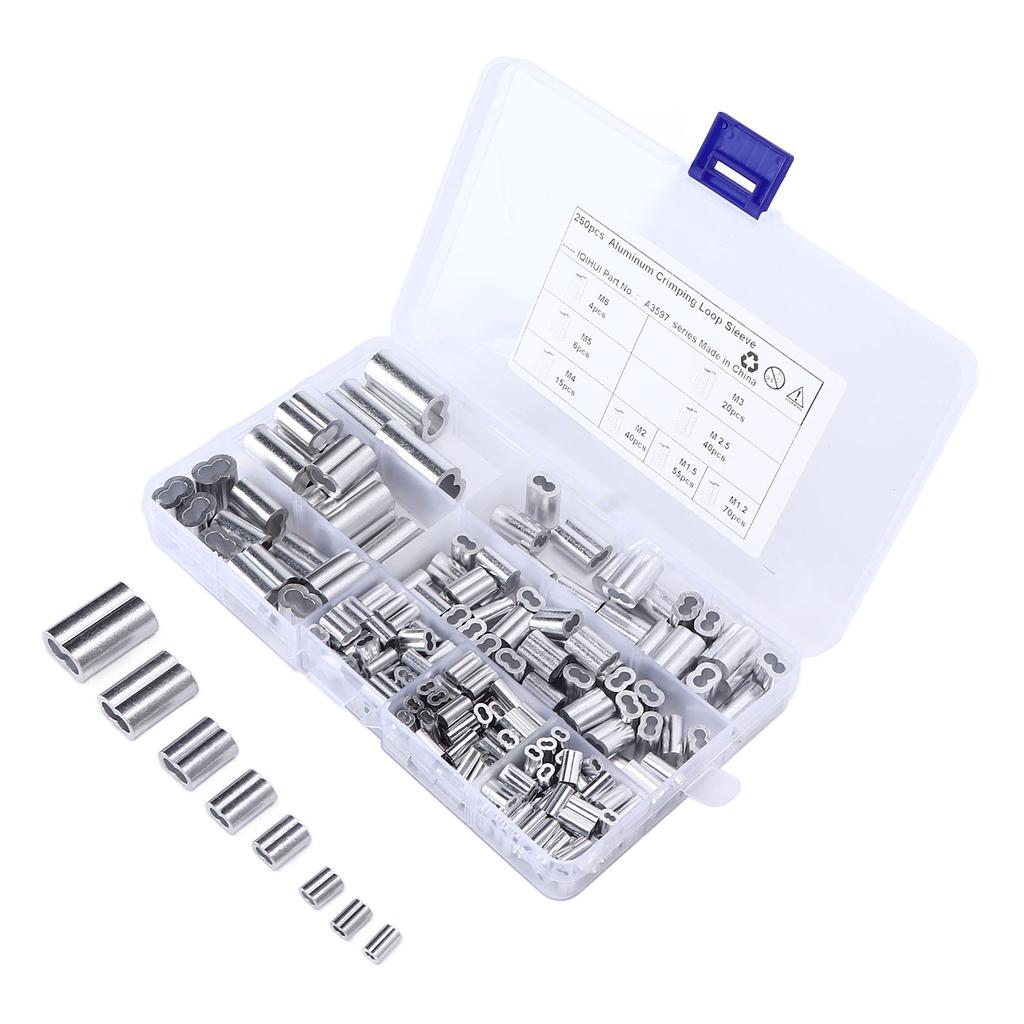 250 шт./набор алюминиевых кабельных наконечников 8 отверстий двухствольные обжимные петли-гильзы для троса для RV