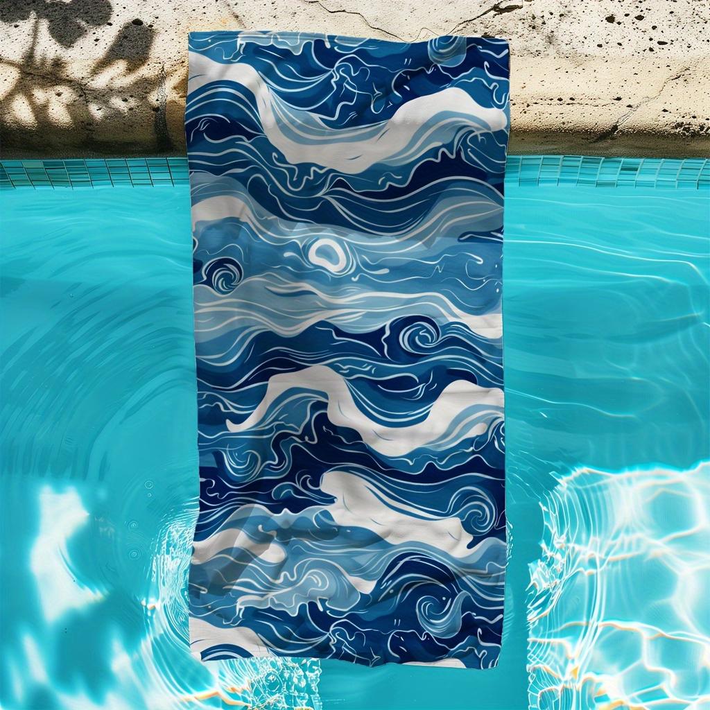 Ukiyoe Style Waves Quick Dry Beach Towel, Soft Microfiber for Outdoor Sport Travel Beach Pool
