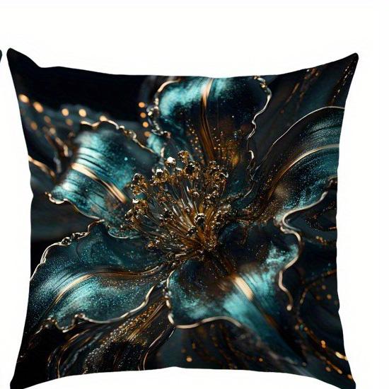 Бирюзовая наволочка с цветочным узором, наволочка для диванной подушки для спальни, односторонняя печать, без наполнителя