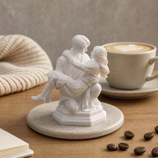 3D-печатная скульптура пары, Фигурка принцессы на коленях, несущая, Романтическое художественное изделие из смолы, Настольный декор, Уникальный подарок на годовщину, день рождения для пар, Фитнес