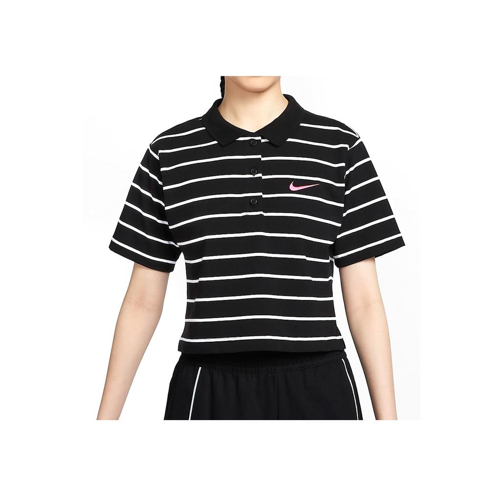 Nike Спортивная одежда с вышитым небольшим логотипом в полоску с цветными блоками, удобная повседневная рубашка поло с коротким рукавом, женские рубашки поло черного цвета HM4649-010