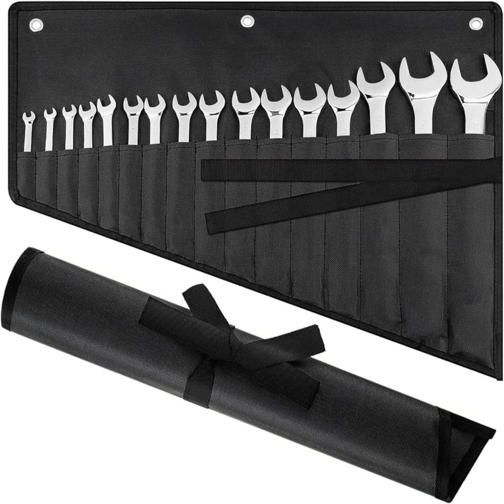 Waterproof Wrench Organizer 16-Pocket Tool Roll Bag Portable Wrench Roll Automotive