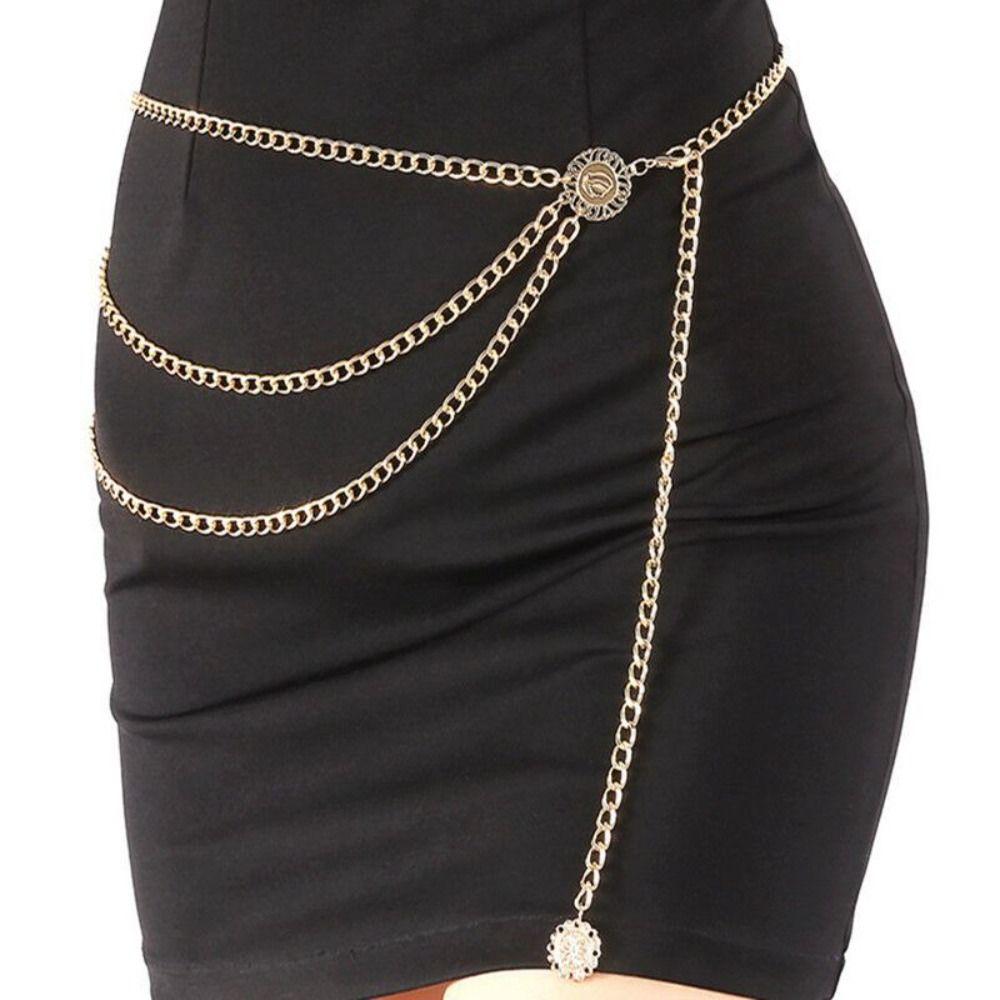 Multilayer Metal Chain Punk Dress Ladies Waist Chain Belt High Quality Waist Chain