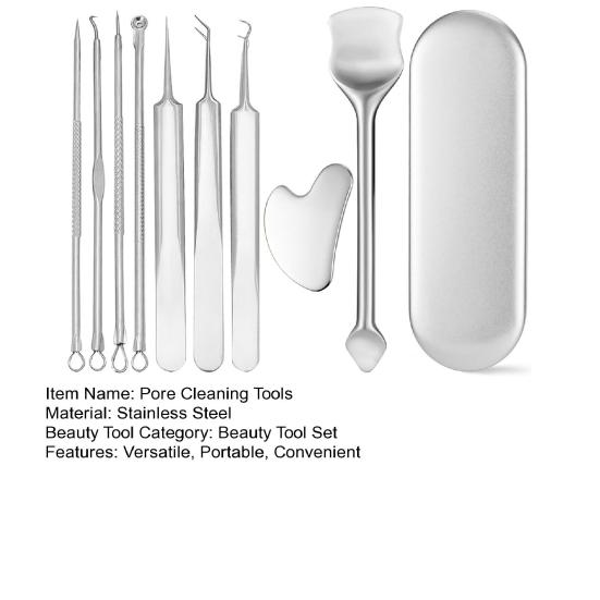 9Pcs Blackhead Remover Kit Stainless Steel Pimple Extractor Set with Storage Box Professional Acne Removal Tools Portable Pore Cleaning