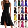 Women's Fashion Casual Zip Sleeveless Round Neck Solid Colour Elegant Temperament Ruffles Dress Dresses