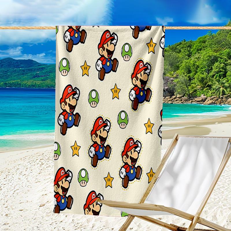 Ultra-Soft Beach Towel with Mario Theme,Ideal for Pool - Camping, Diving - Perfect Travel Essential, Vibrant Beach Towel.