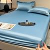 Ice Silk Fitted Sheet 90x200cm Multiple Sizes Bed Sheet Soft Satin Elastic Mattress Home Bedroom Bed Sheet with 360°Elastic Band