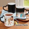 1pc Custom Photo Color - Changing Heart Mug. Coffee Mug,Coffee Cup. Personalize for Various Occasions. Gift for Family & Lovers