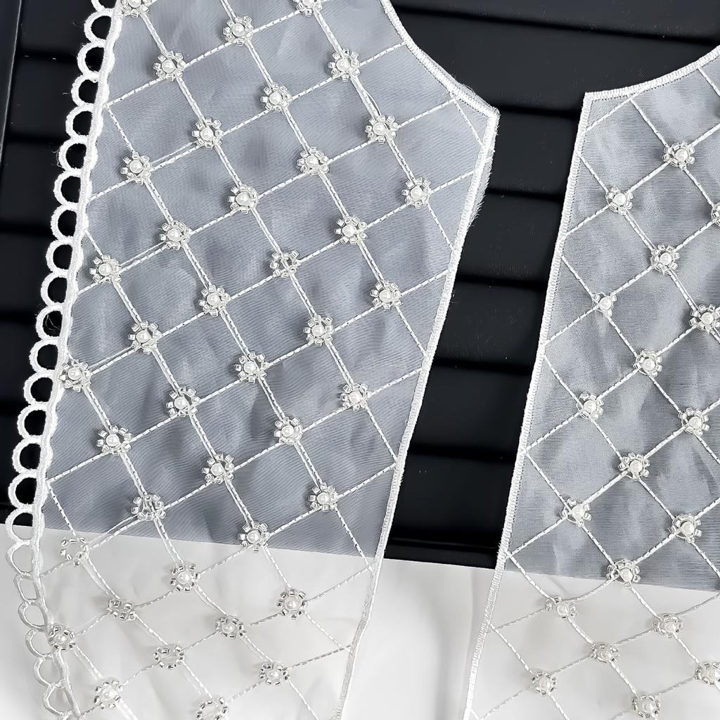 U-образный сетчатый воротник с бусинами, тканевая наклейка на воротник, вышитый воротник, цветок, ручная работа, аксессуары для бижутерии, аксессуары для одежды