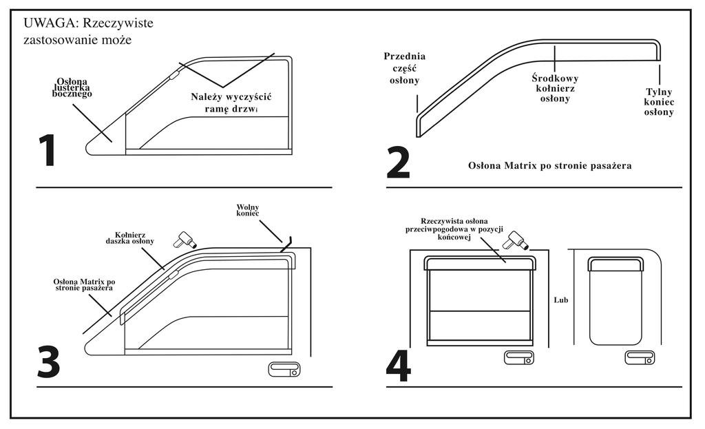 Adhesive wind deflectors Mercedes Benz GLE (W166) (2012-2019) (front+rear) 4 pcs