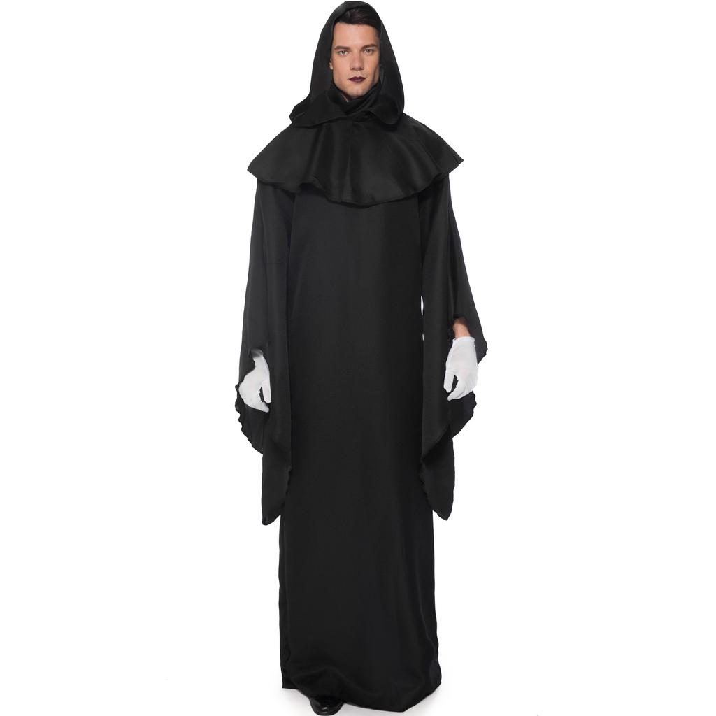 S-XL Хэллоуин костюм, мужской Grim Reaper Wizard, костюм зомби для взрослых Маскарадный костюм зомби для косплея