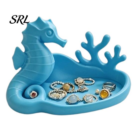 Coastal Style Home Decor Seahorse Coral Jewelry Tray, 3D Printed Ocean Themed Ring Earring Desktop Storage Tray Holder, Decorative Trinket Dish