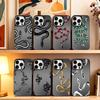Stylish Black S-Snake Print Phone Case For iPhone 17,16,15,14,13,12,11 Plus,Pro Max,XS,Colored Silver Plated Inside Cover