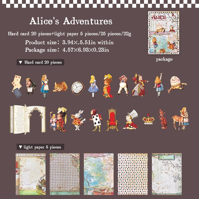 25 pcs Alice theme DIY collage dceorative paper Scrapbooking Material handmade Diary Album Junk Journal Supplies