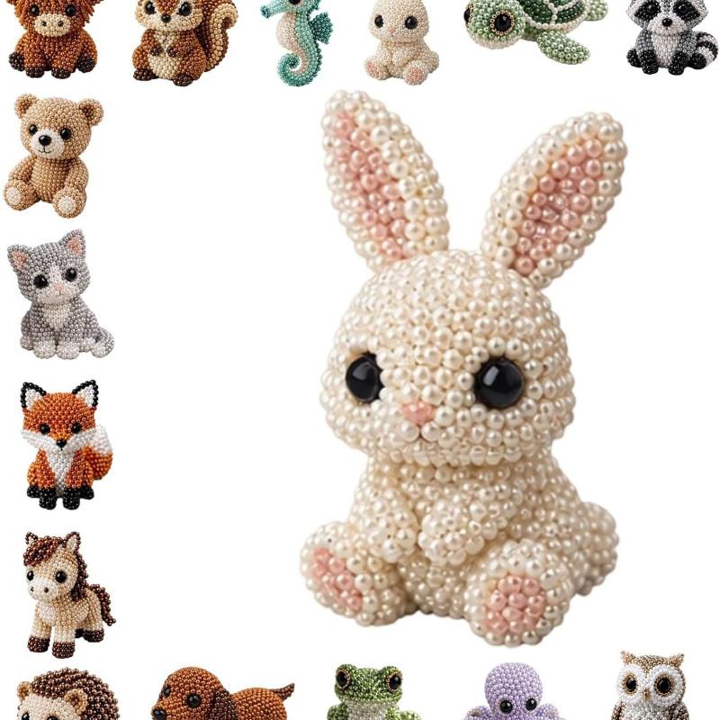 Cute Diy Handmade Colorful Beaded Animal Figurines Material Kit Perfect For Home Desktop Decor Ideal Gifts For Craft Lovers